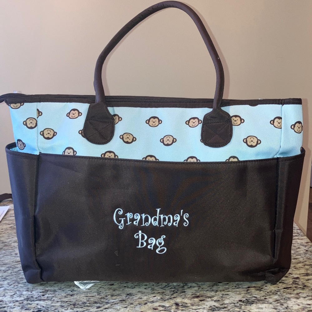 Carters Grandma Diaper Bag Tote New No Tags Changing Pad and Clear Bag Included